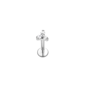 Titan Labret Piercing Stecker mit funkelnden Zirkonia Steinen fuer Ohrknorpel Koerperschmuck