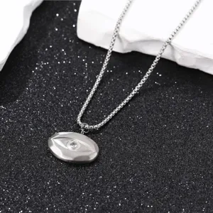 Collar de Colgante de Ojo del Mal de Titanio Puro para Hombres Mujeres Collar de Acero de Titanio con Incrustaciones de Strass Minimalista Joyería