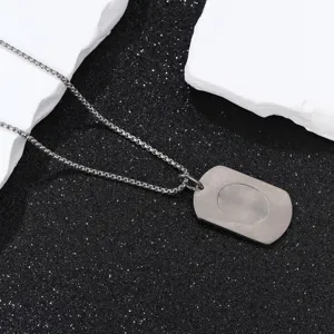Collier plaque d'identité empreinte digitale en titane pour homme, bijou élégant.
