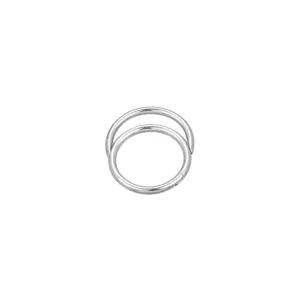 Detailed close-up of titanium multi-layer piercing ring, 1.2mm bar, 8mm hoop earring.