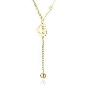 Minimalistische goldene Y-Kette mit Buchstabe G Anhänger, schicke Edelstahl Schlüsselbeinkette.