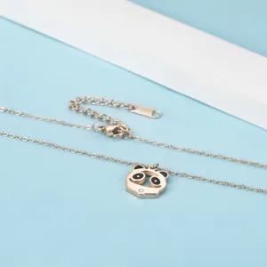 Edelstahl Roségold Panda Anhänger Halskette süßer minimalistischer Choker Schmuck für Damen