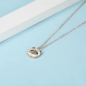 Zarte Roségold Titanstahl Panda Anhänger Halskette mit funkelndem Diamant Detail