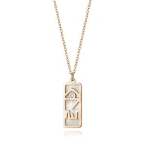 Roségold Edelstahl Schlüsselbeinkette mit rechteckigem Muschel Diamant Anhänger Mode.