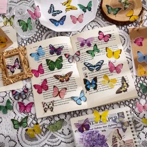 Pegatinas de mariposa PET para diario DIY álbum de recortes papetería decorativa bonita.