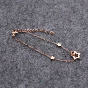 Zarte Roségold Stern Kette Armband Detail, elegante Charm Armbänder für Damen Mode Alltag.