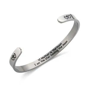 Edelstahl gravierter Armreif zum Muttertag, inspirierendes sieraad geschenk.