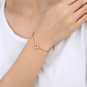 Roségoldener Edelstahl Stern Armband zarte Handkette Mode Damen Schmuck Accessoire