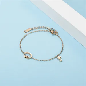 Elegantes Damen Armband aus Roségold Titanstahl mit Anhänger, modischer Damenschmuck Geschenke.