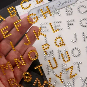 PET Strass Buchstaben Aufkleber für DIY Tagebuch Dekoration, glänzende Buchstaben Sticker Bogen.