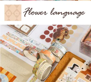 Retro washi tape and cute journal stickers set, perfect for DIY scrapbooking and stationery deco.
