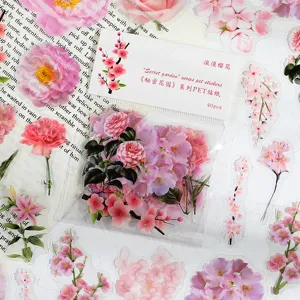 Transparente wasserfeste Blumen PET Sticker Set für Tagebuch Scrapbooking und Dekoration.