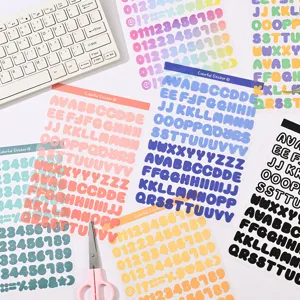 Bunte Großbuchstaben und Ziffern Aufkleber, farbige DIY Deko Tagebuch Sticker.