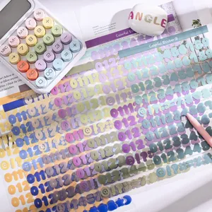 Bunte Farbverlauf Nummer Aufkleber Kuss Farbe Tagebuch DIY dekorative Schreibwaren