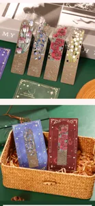 Metal hollow bookmark vintage plant flower floral design exquisite stationery page clip