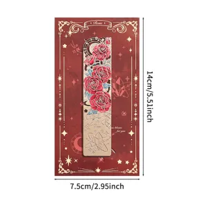 Metal hollow rose bookmark retro style exquisite floral page clip for student reading stationery