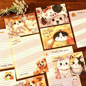 Lindo Juego de Papel de Carta y Sobres Mascotas Dibujos Animados Estilo Ins Papelería Estética Regalo Escritura a Mano Gato Perro Papelería Cartulina
