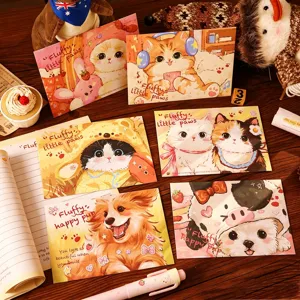 Bonito juego de tarjetas de felicitación y papel de carta de mascotas para estudiantes.