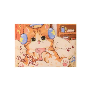 Linda tarjeta de mensaje de gato naranja de dibujos animados papelería para estudiantes.