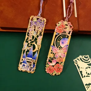 Exquisite metal bookmark with colorful enamel art and hollow design for daily reading.