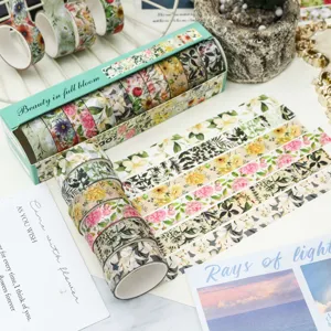 Set de rubans adhésifs washi tape motifs floraux pour loisirs créatifs 10 rouleaux
