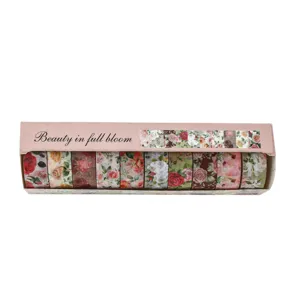 Ensemble de ruban washi floral pour journal, rouleaux de ruban adhésif décoratif pour loisirs.