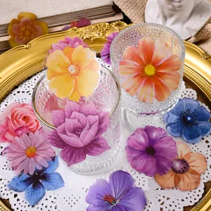 Aesthetische PET Blumenaufkleber fur Tagebuch und Scrapbooking Basteln Briefpapier Dekor.