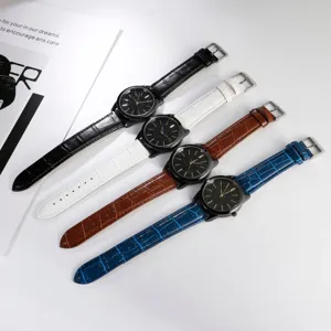 Heren quartz horloge met lederen band en sterrenhemel wijzerplaat, casual business polshorloge.