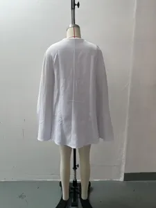 Abito blazer con mantella bianco solido da donna autunno elegante stile lavoro vestito chic
