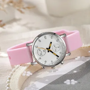 Reloj de Cuarzo para Mujer Esfera Grande Correa de Silicona Esfera de Strass Analógico Reloj Casual para Niñas Accesorios de Moda