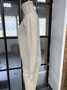 Casual women's solid color turtleneck knitted pullover sweater, autumn and winter essential.
