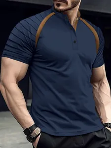 Polo de manga corta para hombre diseño de bloques de color slim fit moda de verano sport