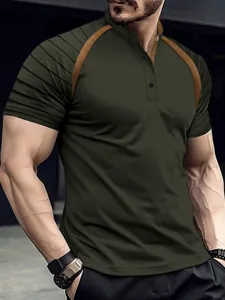 Polo de manga corta para hombre con tirantes de hombro de contraste top de verano slim