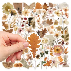Vintage botanical flower stickers aesthetic scrapbooking decorative labels craft supplies