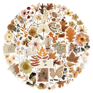 Vintage dried flower leaf stickers aesthetic retro botanical sticker pack for journaling crafts