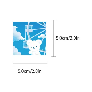 Cute blue sky Ferris wheel white bear sticker 5cm x 5cm decorative waterproof laptop decal.