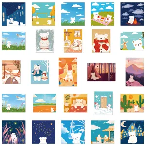 Cute white bear illustration stickers set, perfect for DIY phone cases and notebooks decor.