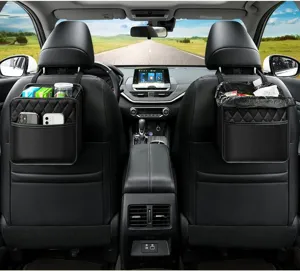 Organizador de respaldo de asiento de coche de piel PU bolsa colgante trasera útil