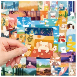 50pcs cute illustration series decorative stickers DIY phone case notebook cartoon decals