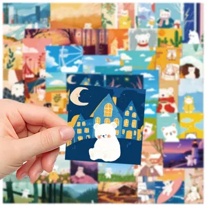 50pcs cute cartoon bear aesthetic stickers set for DIY phone case and laptop decoration.