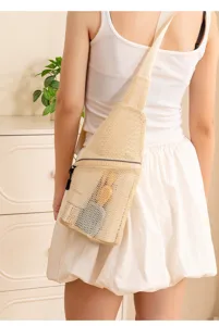 Bolso de pecho de malla transpirable para hombres y mujeres, bandolera casual diaria.