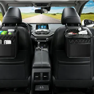 Organizador de respaldo de asiento de coche de cuero PU bolsa colgante papelera