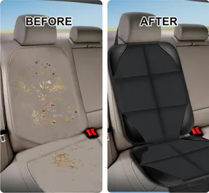 Protector de asiento de coche para asiento trasero, alfombrilla de cuero impermeable.