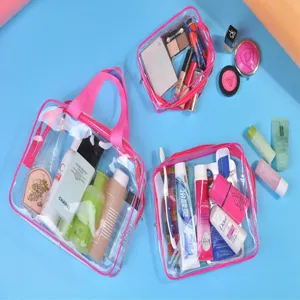 Διαφανής τσάντα καλλυντικών PVC αδιάβροχη organizer μακιγιάζ ταξιδιού θήκη μπάνιου