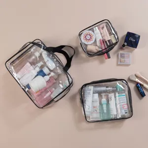 Transparente PVC Wasserdichte Kosmetik Make-up Aufbewahrungstasche Tragbares Reise Organizer Set
