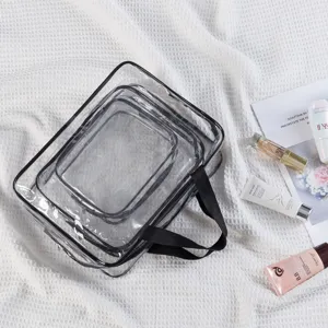 Transparentes Kosmetiktasche 3er Set wasserdichte Make-up Organizer mit Tragegriff.