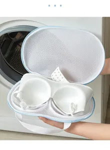 Mesh laundry bag for delicate bras, durable protection zipper pouch for washing machine use.