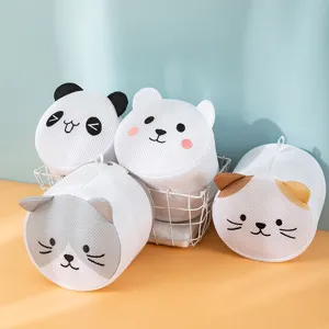 Cute cartoon animal mesh laundry bag set for bra and underwear washing protection storage home use