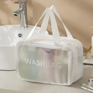Grande borsa da toeletta trasparente da viaggio, organizer per cosmetici impermeabile.