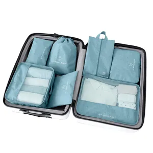 Travel packing cubes 7-piece set waterproof luggage organizers for clothes shoes sorting bag